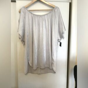 NWT INC International Concepts Silver Blouse, Short-sleeves, size 3X